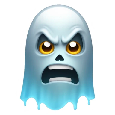 angry ghost with a light blue gray gradient sticker