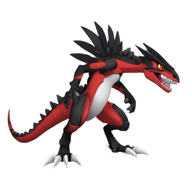  Cool Edgy Black Red Digimon-Fakemon-Guilmon-Velociraptor-Dragon-Mecha full body sticker