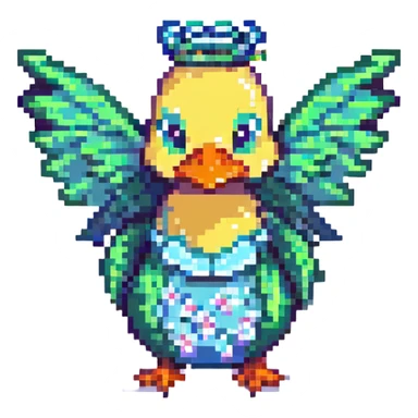 a fairy duck pixel art sticker