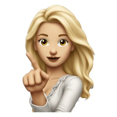 Blonde elegant women with LONG HAIR, her Body Covered with Tattoos, POINTING YOU FORWARD with her HAND with INDEX FINGER, Hyper Realistic sticker