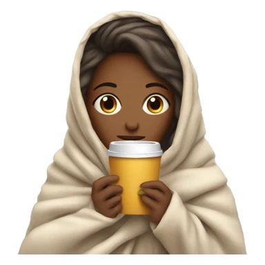 girl inside a blanket sipping coffee eyes closed sticker