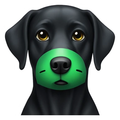 black lab with a green mask sticker