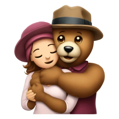 Teddy bear with hat hugging wife sticker