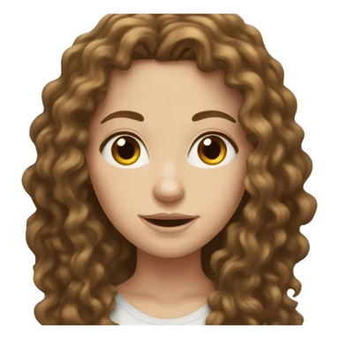 white girl with long brown dark curly hair sticker