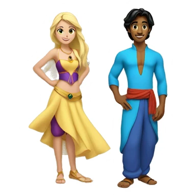 Aladdin with beautiful blonde girl sticker