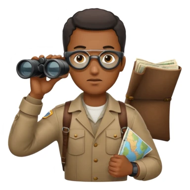 Black man binoculars with leather strap on map sticker