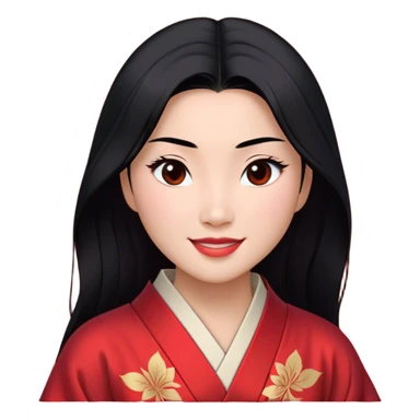 Cinematic Realistic Radiant Mulan Portrait, presenting Mulan with a warm, confident smile and lifelike light-toned skin that appears almost luminous under natural daylight. Her sleek black hair is rendered in meticulous detail, and her traditional robe—accented with understated red highlights—is depicted with realistic fabric textures and folds. The overall image exudes a gentle, inviting glow, high shine, and refined detail that captures her poised elegance and inner resilience in a painterly, authentic style. sticker