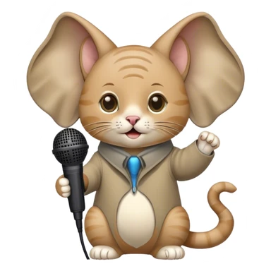 cat with elephant ears and a microphone sticker