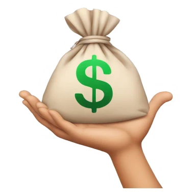hand holding a bag with dollar sign on it sticker
