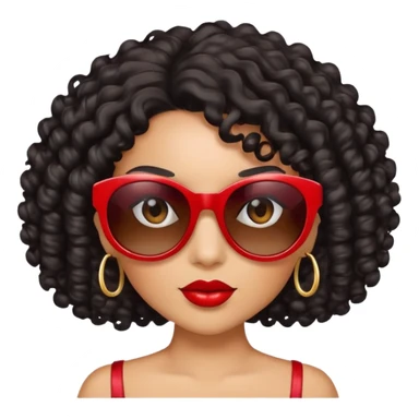 red diva with black curly hair and sunglasses and light brown skin sticker