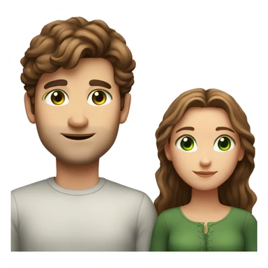 Man called Hadrien with brown hair and green eyes and woman names Léa with brown hair and brown eyes couple love  sticker