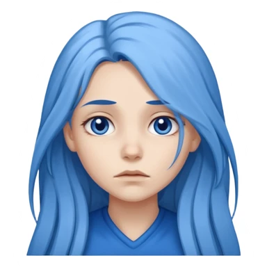 blue long hair killing looks in gray girl sticker