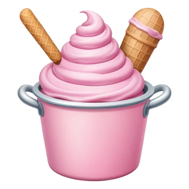 Pink ice cream in pot sticker