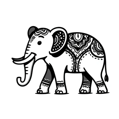 Colorful Indian elephant with decorative patterns sticker