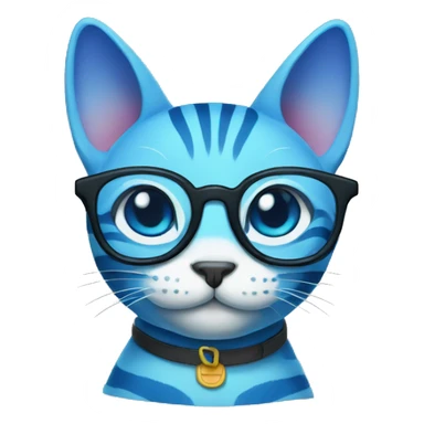 striped blue cat with glasses sticker