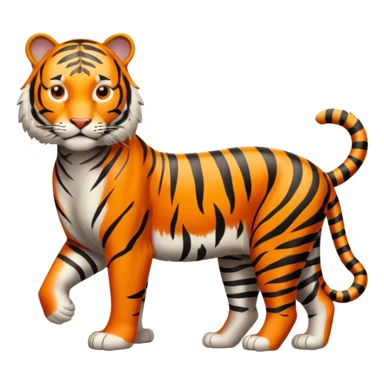 Create a single emoji of a Tiger in full body, shown at a slight side angle in a natural, characteristic pose. Cute and stylized like an emoji, but clearly recognizable.
 sticker