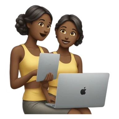 two fair girls with Macbooks sticker