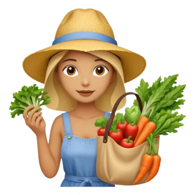Shopper with veggie tote,Farmers’ Market sticker