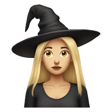 witch hat blonde longo hair sad expression sticker