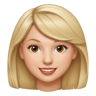 taylor swift face emoji like, smiling, just the head, round sticker