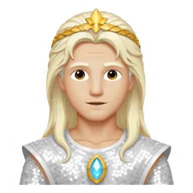 Apollo, God of Light from Gods and Goddesses with long white blonde hair, white sequin outfit sticker