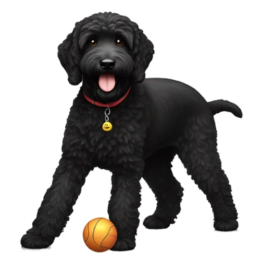 Black labradoodle with ball  sticker