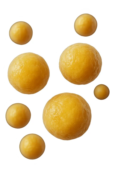 adipociti (cellule gialle) anatomiche realistiche fluttuano in aria sticker