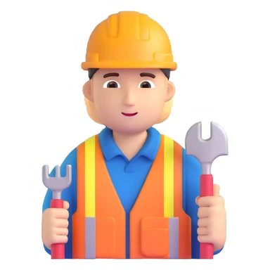 happy construction worker with hard hat and tools sticker