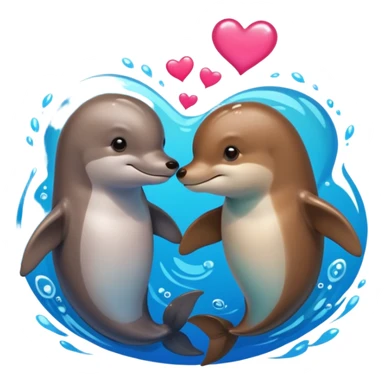 Dolphin and otter in love  sticker
