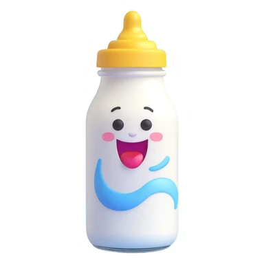 probiotic drink yogurt bottle emoji, healthy and friendly feeling, bright colors sticker