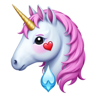 Sad unicorn with a broken heart sticker