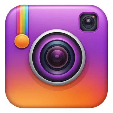Instagram camera icon, purple and orange gradient sticker