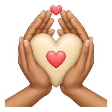 Hands joined in prayer with a cream heart sticker