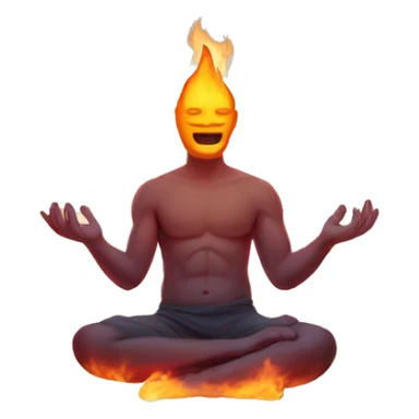 Create an emoji with a iceman meditating in fire sticker