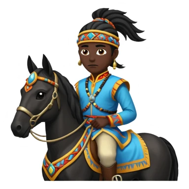 shaman riding horse wearing racing cloth black sticker