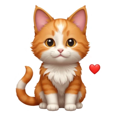 ginger kitten with a heart loves you sticker