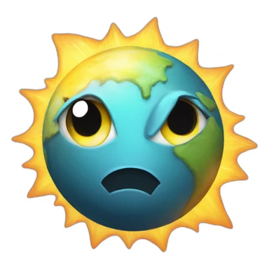 planet Sun with a cartoon sophisticated face with big courageous eyes sticker