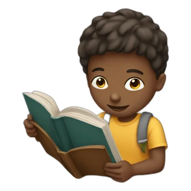 Boy reading a book sticker