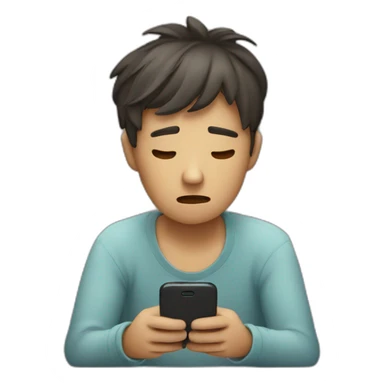 sad person looking at their phone sticker