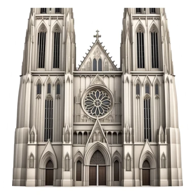 Cinematic Realistic Cologne Cathedral Landmark Emoji, showcasing Gothic architecture rendered with detailed stone textures and majestic, dynamic lighting. two tall  tall towers on either side sticker