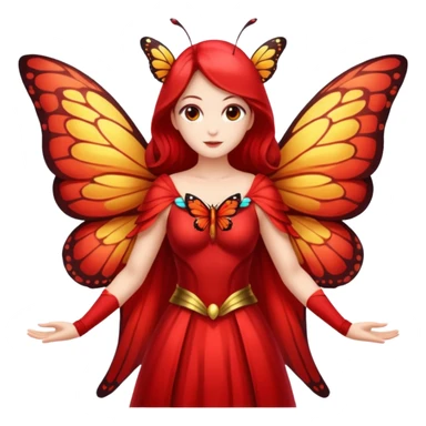 nature spirit woman dressed as butterfly herald red, wing sleeves spread sticker