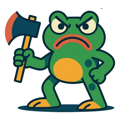 angry frog with axe sticker