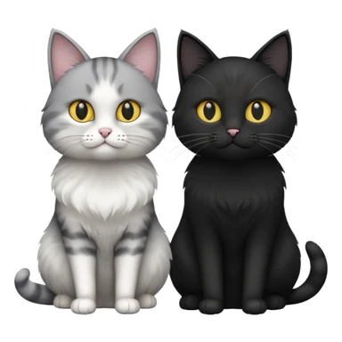 White and grey cat and black cat sticker