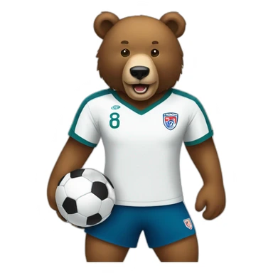 animal big bear soccer player sticker