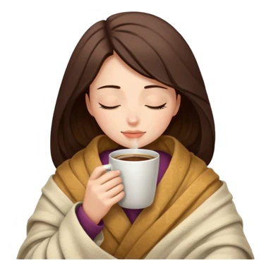 girl inside a blanket sipping coffee eyes closed sticker
