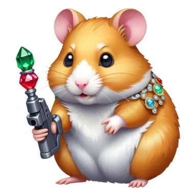 Hamster holding jewel gun sticker