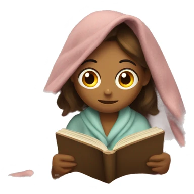 Women reading a book under blanket sticker
