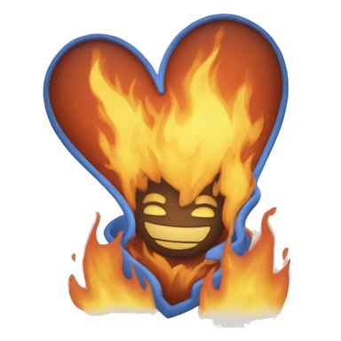 blue heart fire sticker