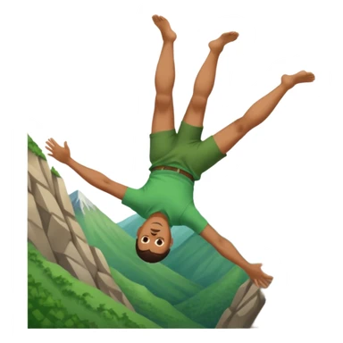apple style emoji of a man falling head over heels past a mountain sticker