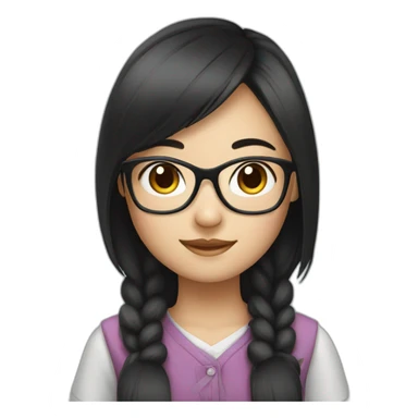 a Chinese girl student with black hair glasses sticker